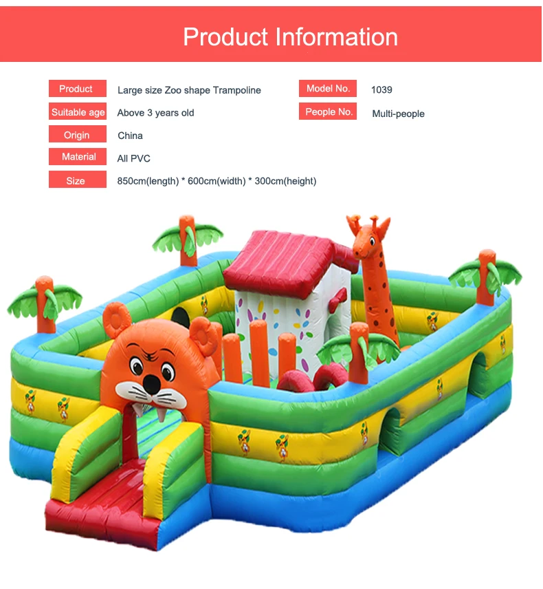 Usage Professionnel Grande Taille Gonflable Trampoline Avec Toboggan Zoo Parc Aire De Jeux Air Casltle Maison De Rebond Pour Les Enfants 850x600x300 Cm Aliexpress
