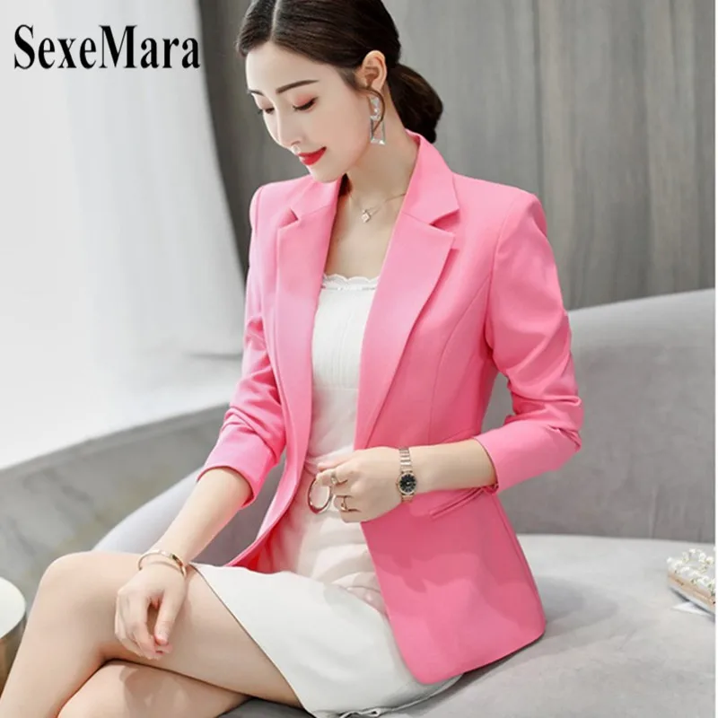 SexeMara 2019 Spring Autumn And New Solid Fashion Korean Version Of the Large Size Was Thin Suit Casual Ladies Wild Suit Coat