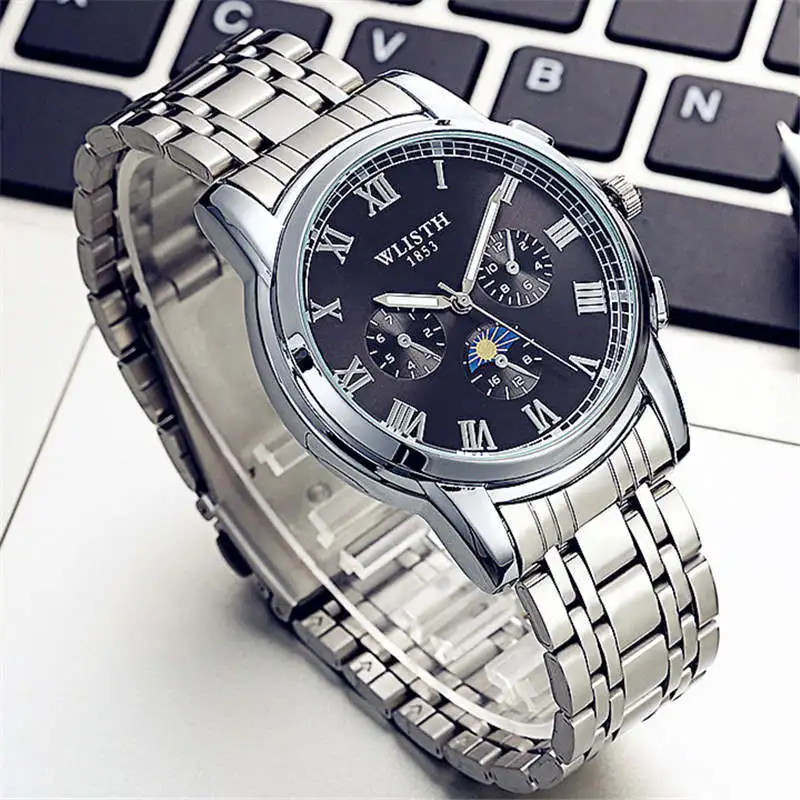 WLISTH мужские настольные спортивные светящиеся водонепроницаемые наручные часы для отдыха, мужские кожаные кварцевые часы Rolex_watch