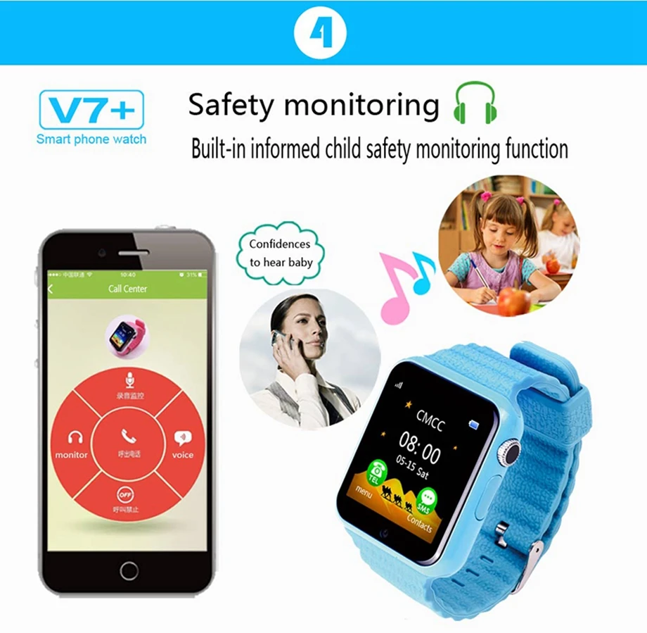 Горячие V7 детей gps Камера Facebook аварийного безопасности Anti потерял смарт часы Водонепроницаемый часы электронные часы детские часы подарки IOS Android
