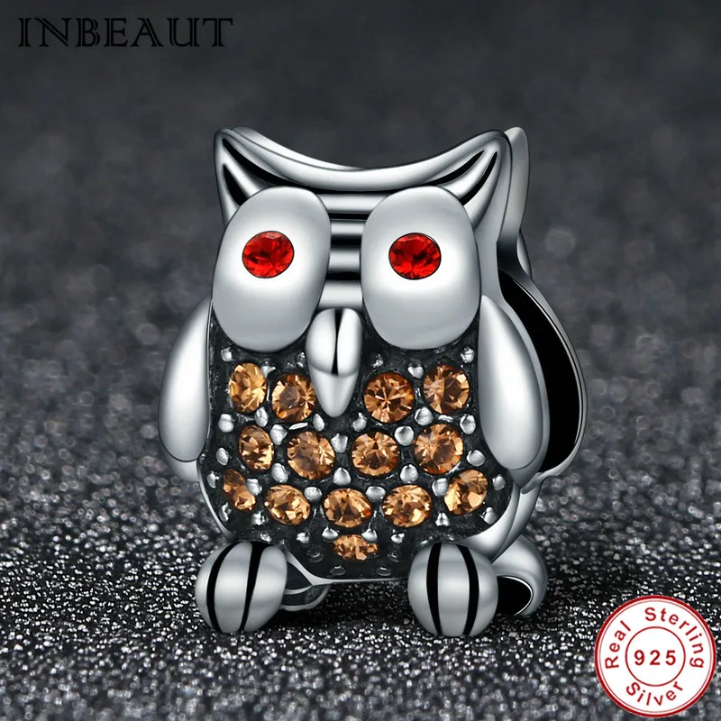 

INBEAUT 2017 New 925 sterling silver Red Eye Female Owl Charm for Bridal Wedding Chain Bracelet Charms fit Trendy Bracelets