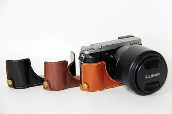 

PU Leather Camera Case Half Bag Cover W Battery Open For Panasonic GX85 / GX80 / GX7 II