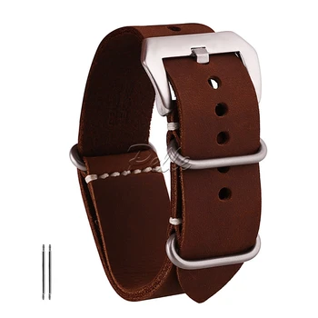 

Pelle 26mm Dark Brown Crazy Horse Leather Strap Silver Buckle Leather Watch Band With Double Sides Leather Watch Strap