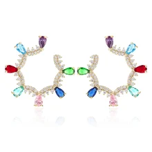 XIUMEIYIZU Модные Разноцветные циркоовые серьги-гвоздики серьги с золотым покрытием ювелирные изделия в виде капель с кристаллами в форме Для Женщин Девочек Вечерние