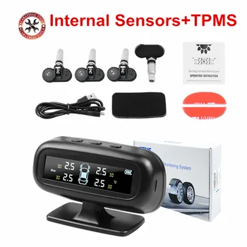 

2019 Newest Solar TPMS Tire Pressure Monitor System Alarm 4 Internal Temperature Gauge Meter Car Solar Power