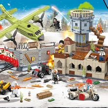 Игра PUBG военный MOC сцена batisbricks 4в1 Battlefield строительный блок мир Элитные армейские фигурки самолет оружие пистолет кирпичная игрушка