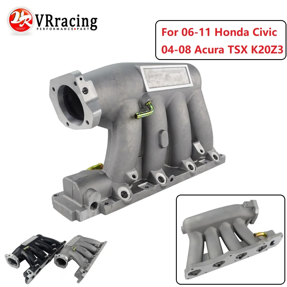 VR Aluminum Intake Manifold For 06 11 Honda Civic 04 08 Acura TSX K20Z3 Silver Black VR IM52in