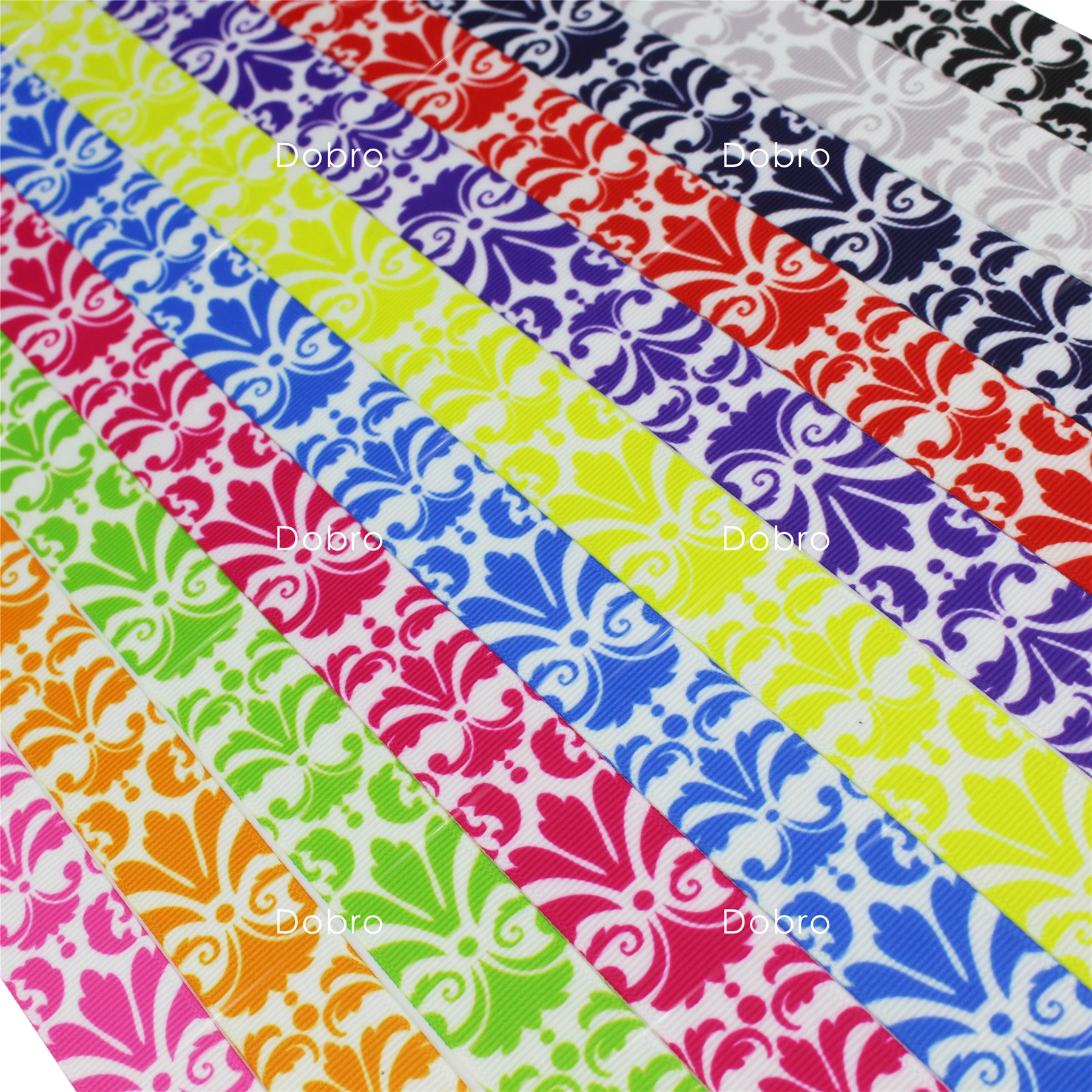 

11 Choices Colorful Damask Patterns Printed Grosgrain Ribbons for Hair DIY Craft Party Decos Gift Packaging 100 Yards/Lot