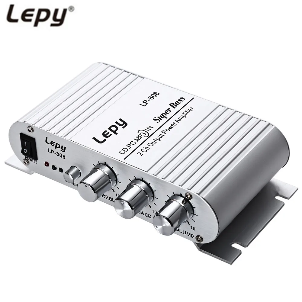 Lepy LP 808 12 В Портативный мини HiFi Super Bass усилитель совместим с мотоциклетные MP3V