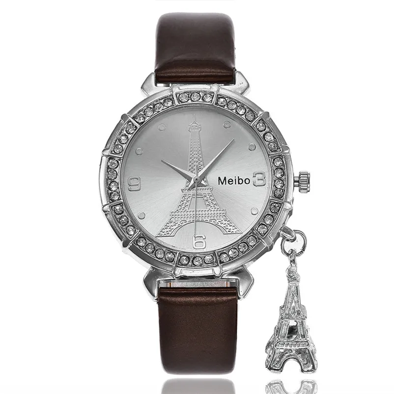 MEIBO women's watches casual watches Quartz Wrist The Eiffel Tower Rhinestone pendant Wrist Watch clock Reloj mujer M08 (4)