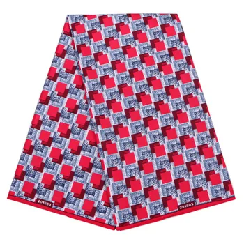 

Red Plaid Wax Cloth Fabric For Ankara Wedding Nigerian African Batik Floral Fabric for Party Dress Suit 6Yards