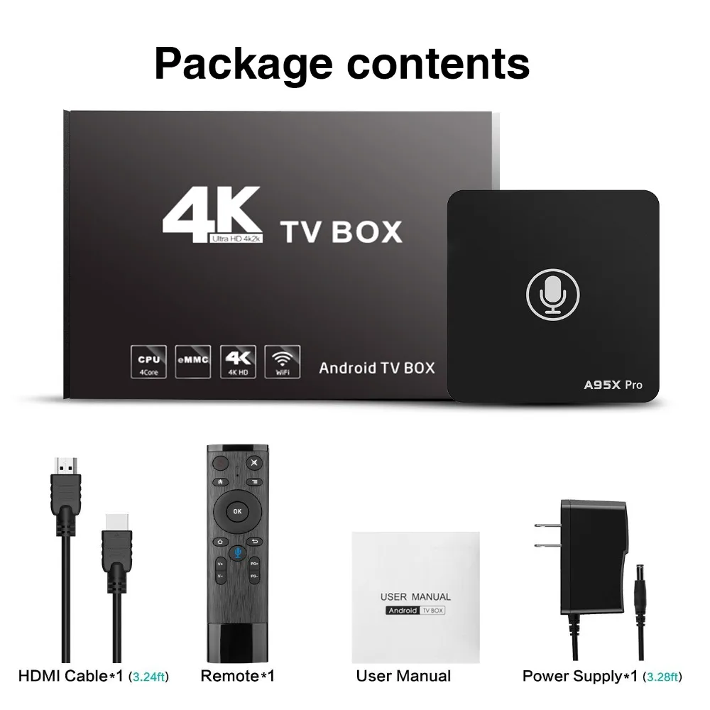 A95X PRO tv Box Amlogic S905W 2 Гб ОЗУ 16 Гб ПЗУ медиаплеер 2,4G WiFi Поддержка Youtube 4K HD 3D tv Android 7,1 Google tv Box