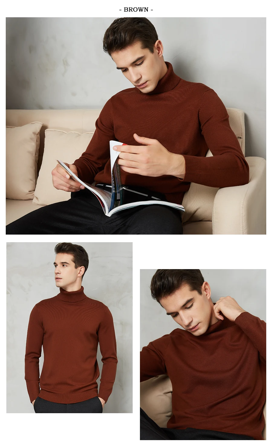 8 цветов, зимний мужской свитер с высоким воротом, новинка, Модный повседневный толстый теплый высококачественный пуловер, свитер в рубчик, брендовая одежда