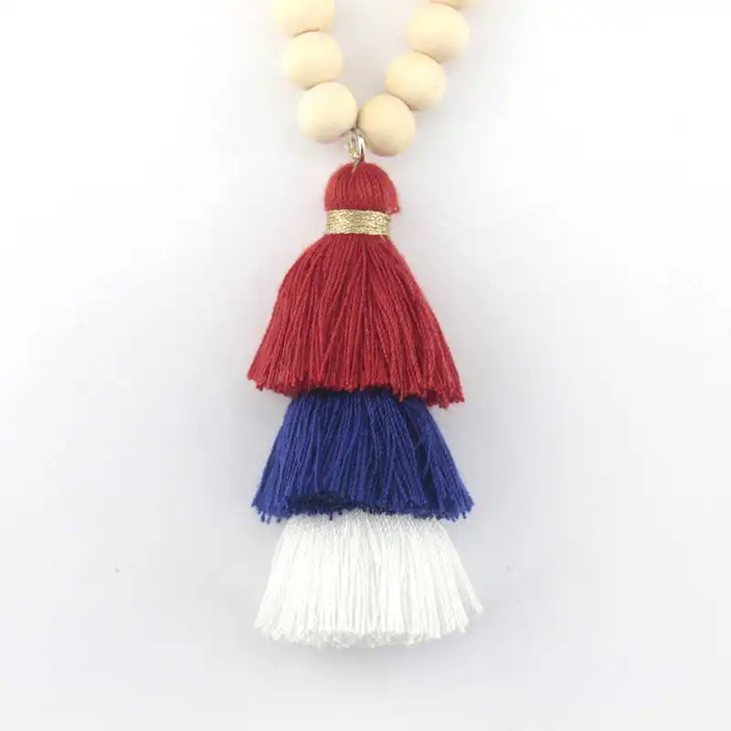 ZWPON 2018 Boho Wood Beaded Tassel Necklace for Women 10 MM Natural Wood Beads Long Necklace Wholesale Festival Jewelry Yoga - Image 5