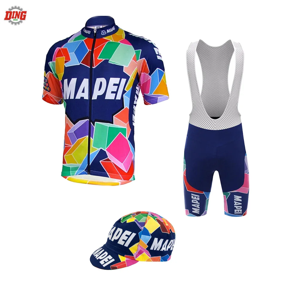 Nueva camiseta de ciclismo para hombre de manga corta babero pantalones cortos Gel Pad pro ropa de bicicleta MAPEI jersey set ropa de Ciclismo MTB camino conjunto corto