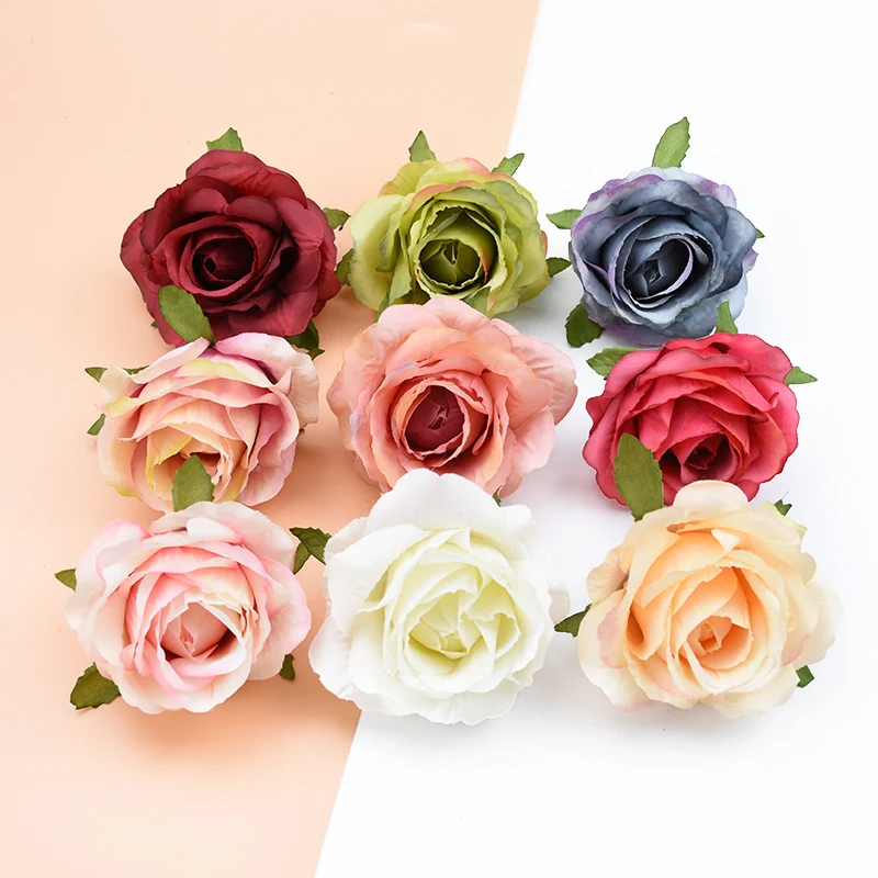 

5/10Pcs Artificial Plants Scrapbook DIY Gifts Candy Box Silk Roses Floristics Needlework Home Wedding Decorative Flowers Wreaths