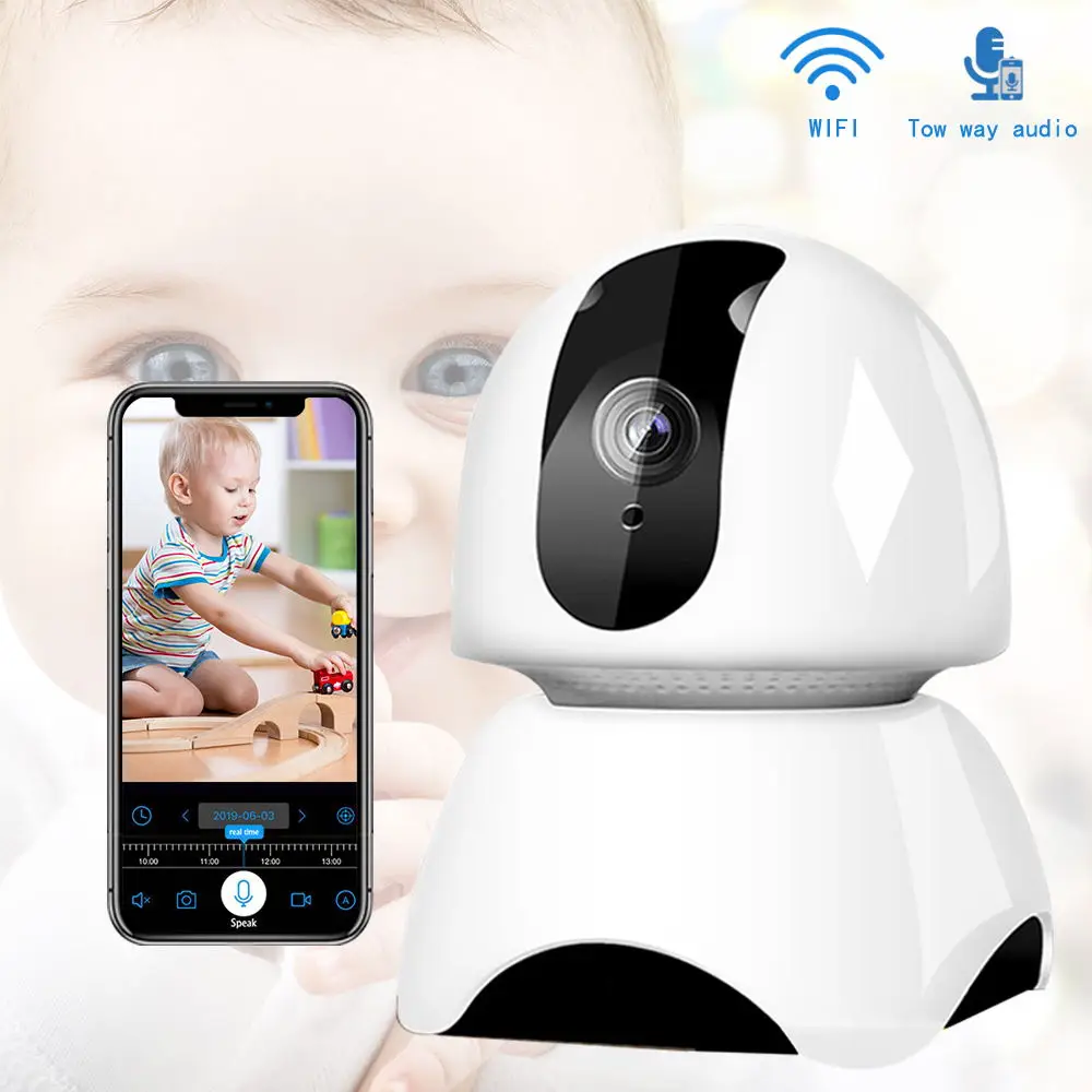 1080P FHD Baby Monitor WiFi Nanny Intercom IR Night vision Two Way Audio Real Time and Playback Wireless Portable Baby Camera