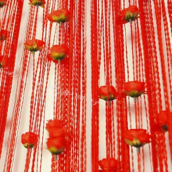 

Rose flower line curtain indoor upscale decor silver silk curtain Living room partition hotel decoration line curtain