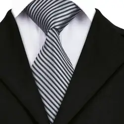 DN-915 модные Для мужчин s галстуки черный в полоску Шелковый жаккардовый галстук официальная Свадебная вечеринка жениха галстук для