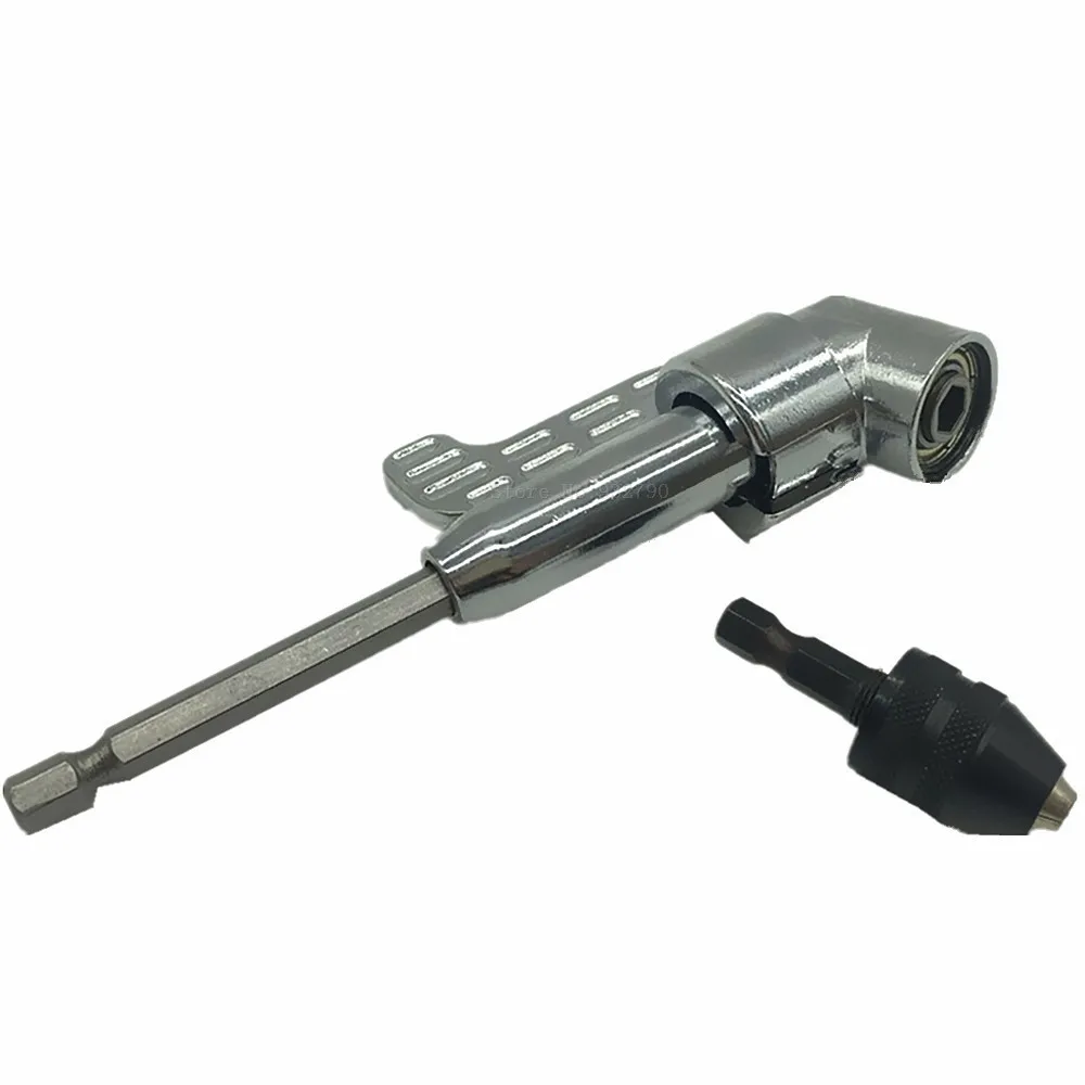 Angle Power Drill Driver Hex Screwdriver Bit Holder W Keyless Drill Chuck