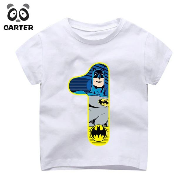 Número de cumpleaños feliz del chico 1 ~ 9th Batman con dibujo de números  camisetas niño y niña superhéroe camiseta bebé verano Top ropa para niños _  - AliExpress Mobile