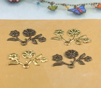 

100pcs/lot 8* 29mm bronze and brass color filigree wrap flower jewelry findings