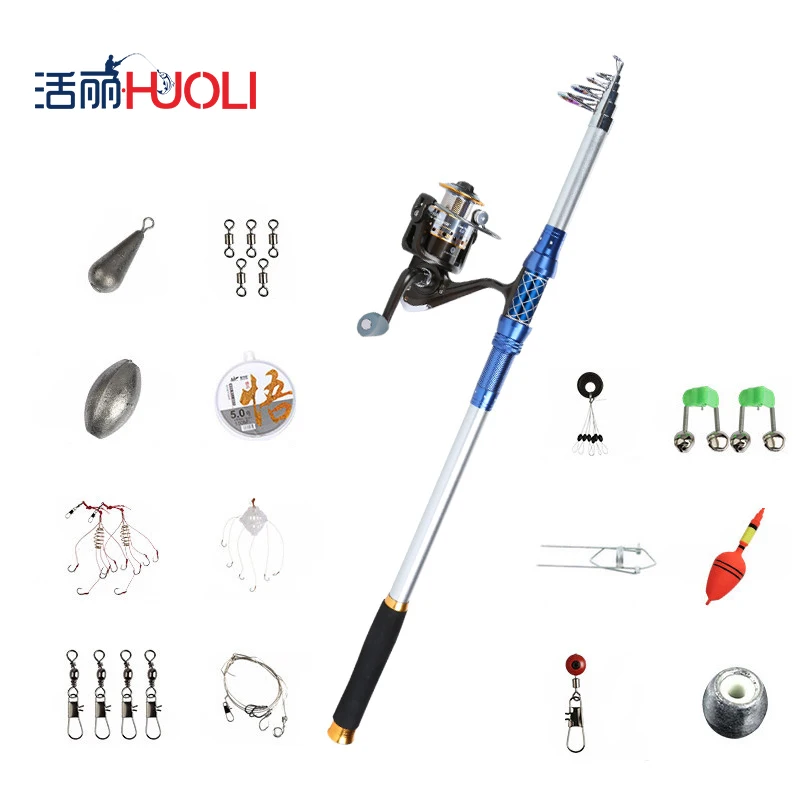 HUOLI Super Hard Ocean Telescopic Fishing Rod Set Carbon 2.1m 3.6m Fly
