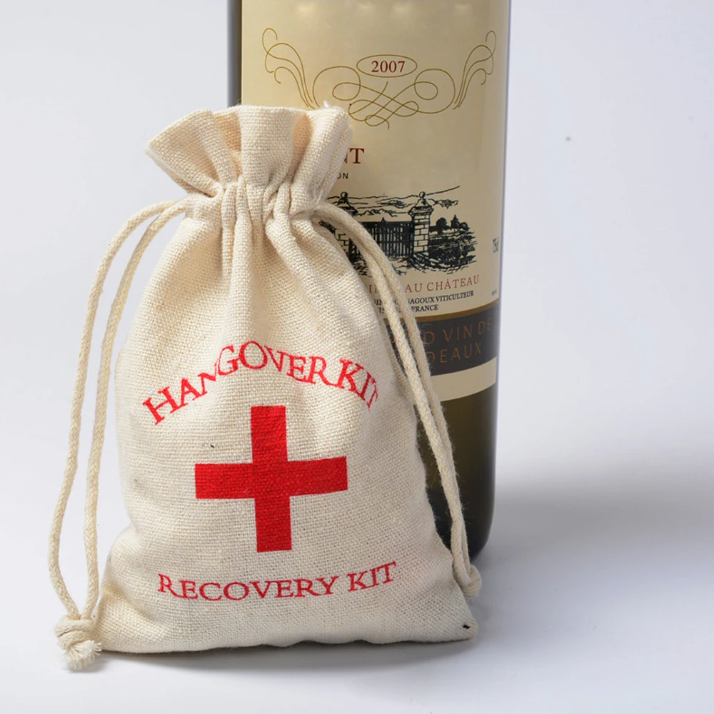 

20pcs Hangover Kit Wedding Souvenirs Holder Bag 4"x6" Cotton Gift First Aid Gift Bags Party Favors For a Holiday Hand Made