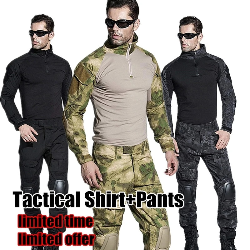 Camouflage Tactical Military Uniform Mens Combat Army Clothing New Grey