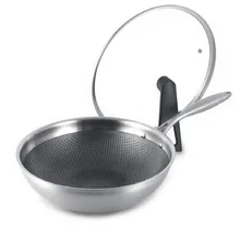 Кастрюля для приготовления пищи домашняя антипригарная сковорода 304 из нержавеющей стали, для вок газовая плита индукционная плита