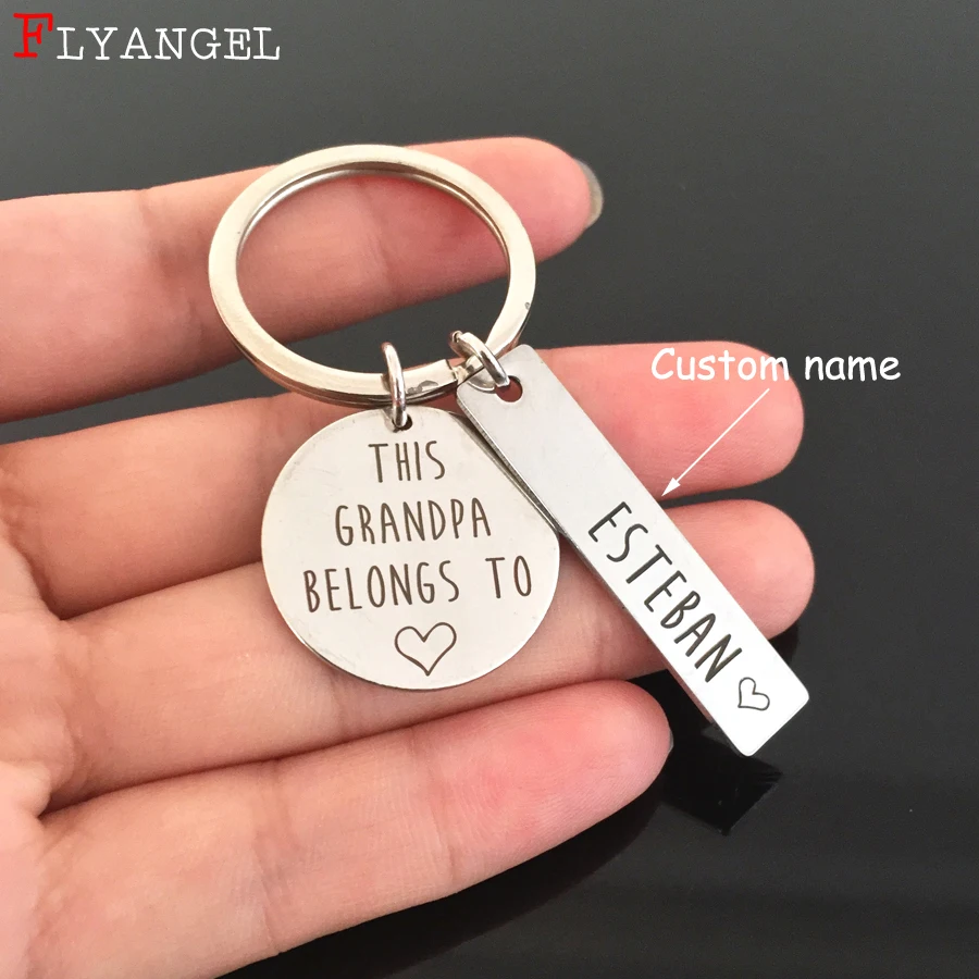 Custom Name Personalized Family Keychain This Grandpa/Grandma Belongs