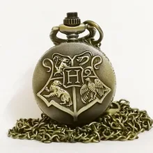 Винтаж Ретро Бронзовый/Черный Гарри Поттер Хогвартс Школа H Цвет циферблат кварцевые карманные часы Аналоговые Цепочки и ожерелья подвеска Для женщин мужские подарок