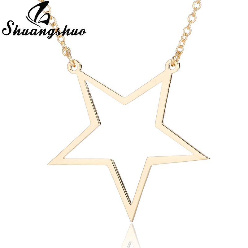 Shuangshuo женское золотое ожерелье s Star ожерелье с подвеской выдалбливают большая звезда из нержавеющей стали ожерелье s Collier Femme подарки