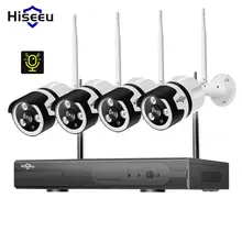 Hiseeu 4CH 1080 P Аудио видеонаблюдения системный комплект для фотокамеры беспроводной 1 т HDD e-mail оповещения приложение удаленного просмотра 3,6 мм объектив