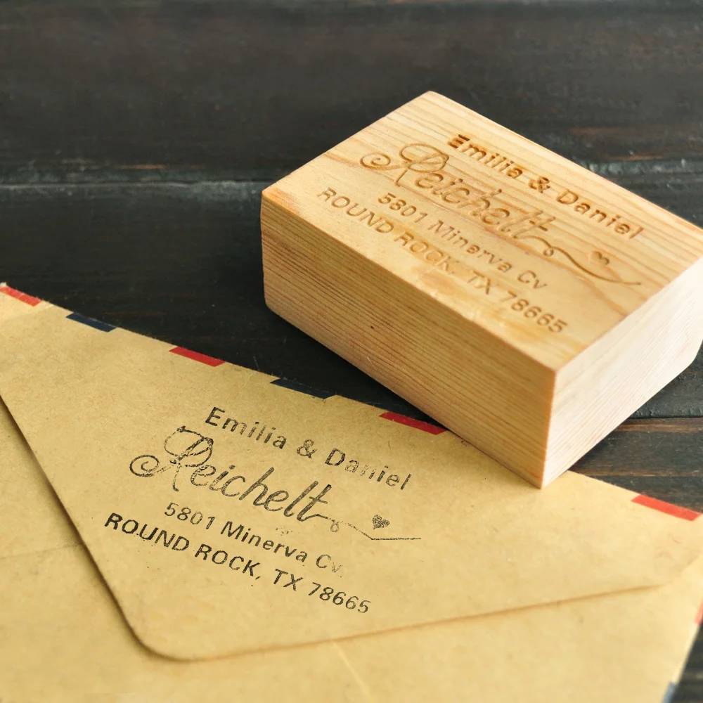 Personalized Wedding Stamp Custom Wood Stamp Return Address Stamp 