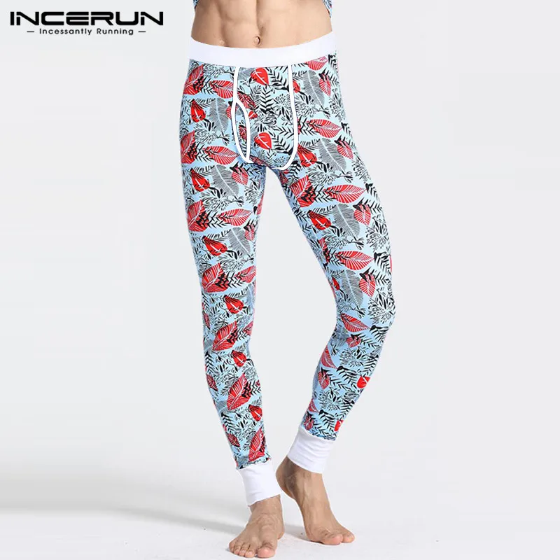 INCERUN Men's Trousers Wearing Pants Leggings Warm Autumn Youth Students Printed Personality Trend Underwear Tight Trousers