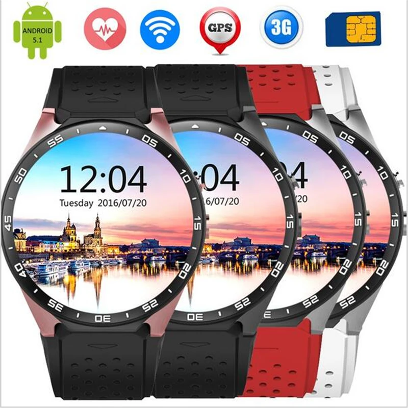 3g WiFi gps умные часы KW88 MTK6580 оригинальный Kingwear Смарт Android 5 1 Bluetooth Вызов 512 МБ + 4 Гб для
