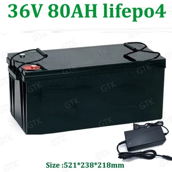 

GTK 36V 80AH lifepo4 chargeable battery for 1500w ebike vehicle scooter Inverter golf cart Electric car forklift +10A Charger