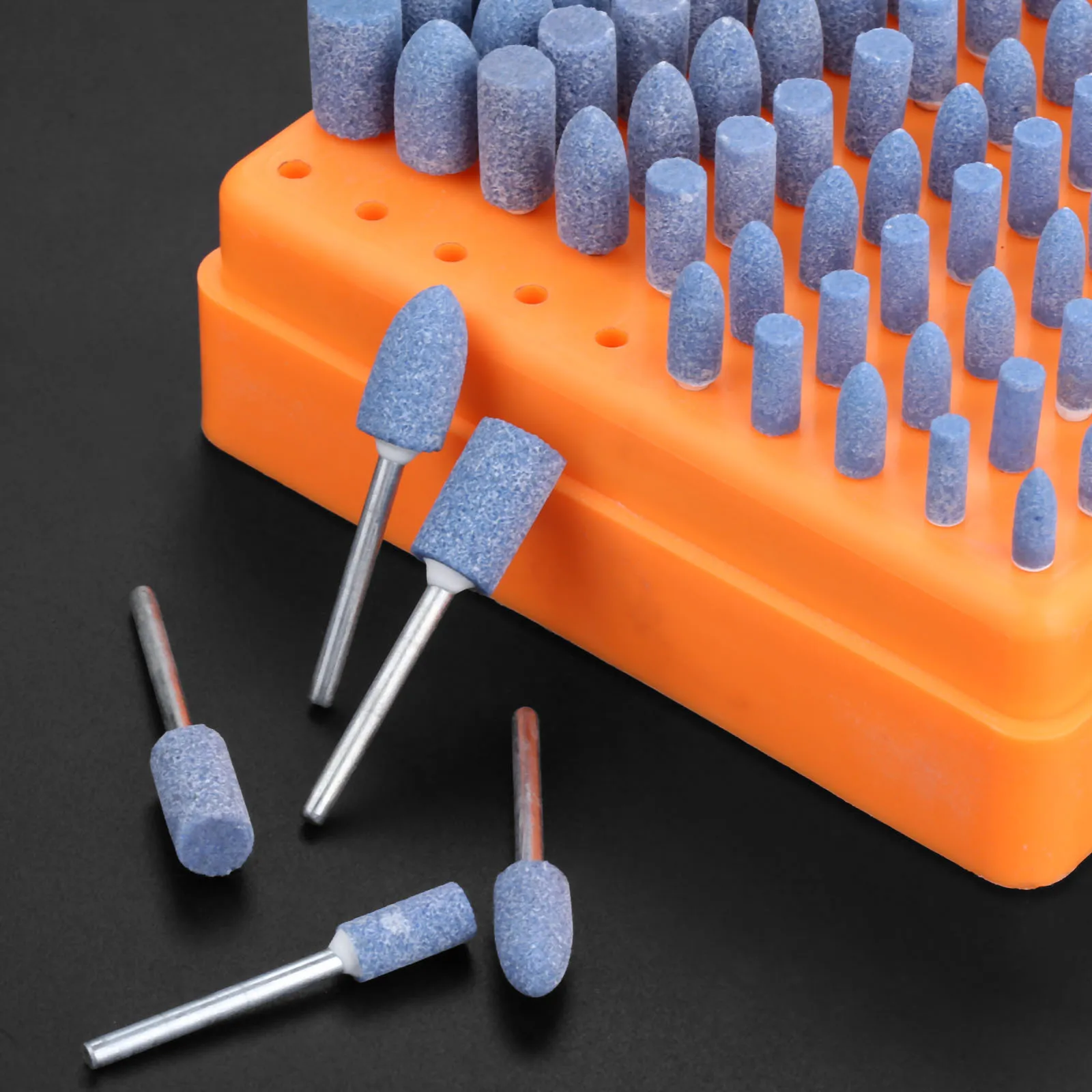 100Pcs Rubber Mounted Point Grinding Head Wheel For Mould Finish Polish Dremel Die Grinder Rotary Tools 3mm Shank Blue 100Pcs Rubber Mounted Point Grinding Head Wheel For Mould Finish Polish Dremel Die Grinder Rotary Tools 3mm Shank Blue