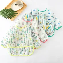 New Print Waterproof Colorful Baby Bibs Long Sleeve Children Bib Burp Clothes