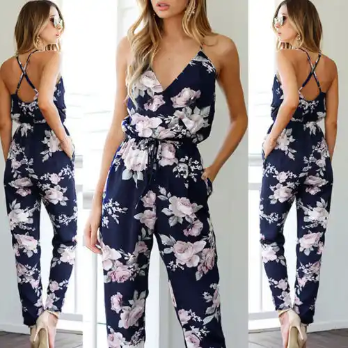 floral v neck jumpsuit