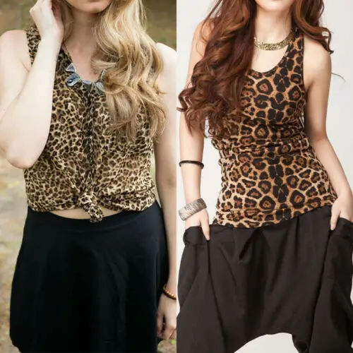 

Hirigin Sexy Tank Top 2019 New Fashion Women Casual Crop Top Push up Leopard Print Clothes Ladies Clubwear Clothing Wholesale
