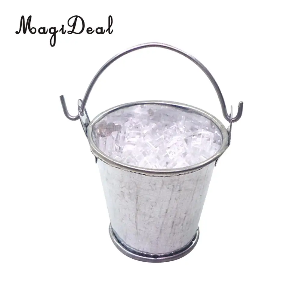 1/12 Dollhouse Miniature Bucket of Ice Set for Dolls Room Living Room Kitchen Garden Ornament Kit Collectibles Children Toy