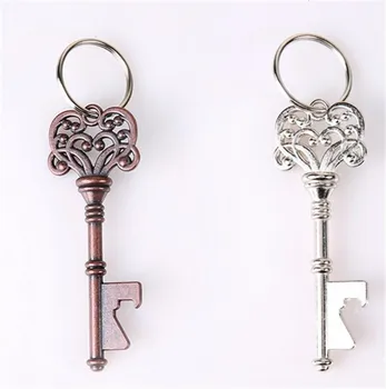 

50 pcs Wedding Favors Party Back Gifts Antique Copper Skeleton Key chain Beer Bottle opener