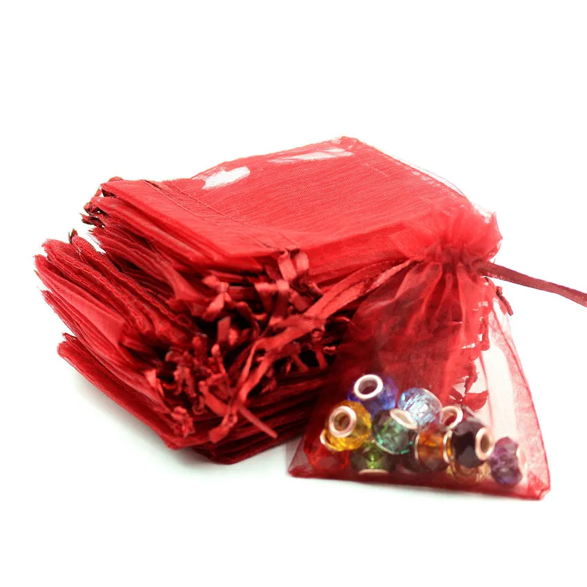 10 шт./лот большие мешочки из органзы 15x20 17x23x20x30x25x35 см Высокое качество мешок ювелирных изделий с свадебный подарок холст мешки 7Z - Цвет: red