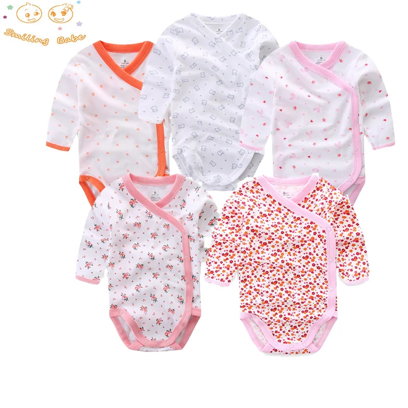 Smiling Babe 5Pcs Lot Long Sleeves Baby Romper Soft Cotton Fashion Baby Clothes Cartoon Printed Newborn