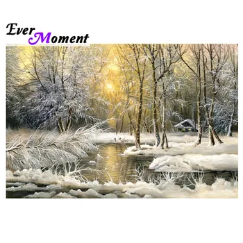 

Ever Moment Diamond Painting Handmade Tree Snow River Hobby Picture Of Rhinestone 5D DIY Diamond Embroidery Artwork 3F1397