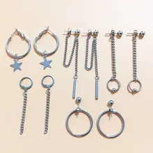 10 шт./партия, женские квадратные серьги-гвоздики, для женщин и мужчин, пирсинг, имитация Кореи, kpop, панк, серьги с кисточками, мода