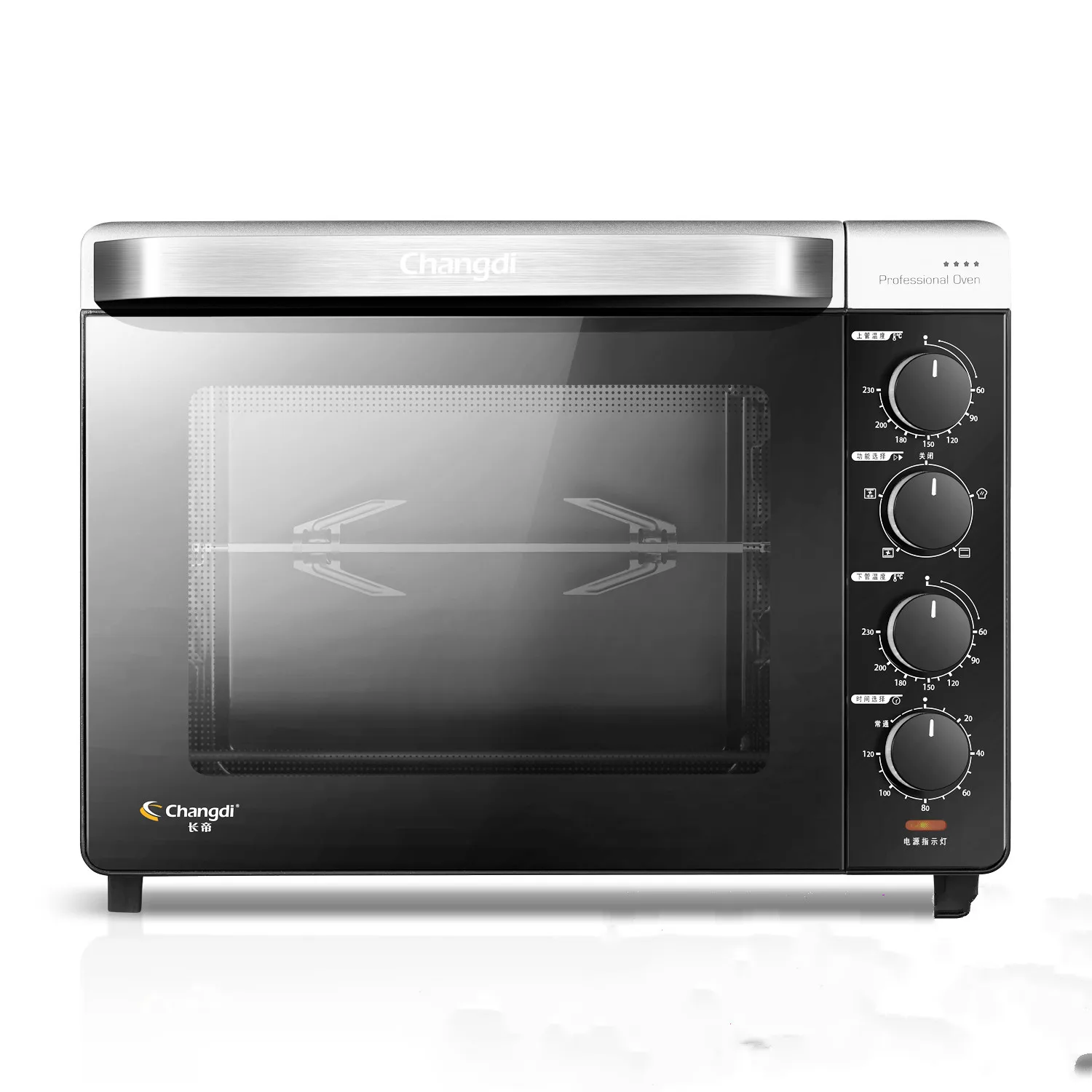 Бытовая печь для выпечки многофункциональная электрическая 32 л большая емкость печь для торта из нержавеющей стали печи с двумя уплотненными дверями серебро - Цвет: sliver