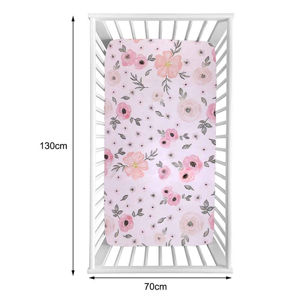 130*70cm Newborn baby bed sheet bedding set for newborn crib sheets cot linen Cool Polyester Flannel printing baby blanket